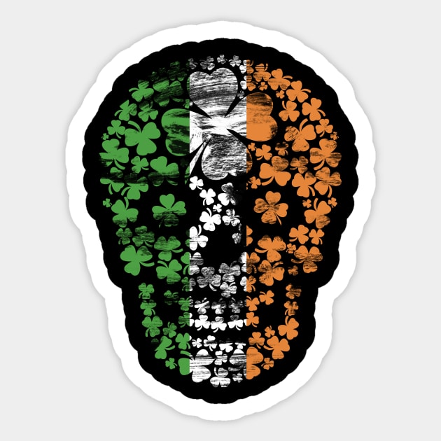 Irish flag shamrock skull saint patrick's day Sticker by secondskin